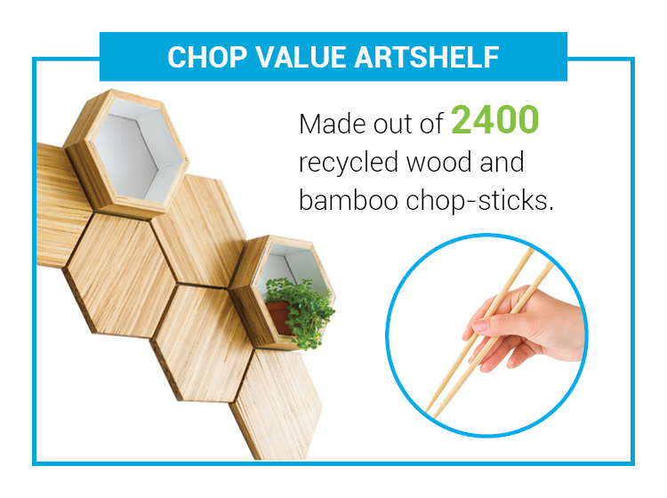 Chop Value Art shelf - made with 2400 recycled wood and bamboo chopsticks