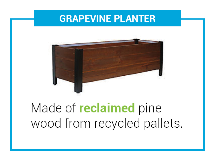 Grapevine planter - made of reclaimed pine wood from recycled pallets