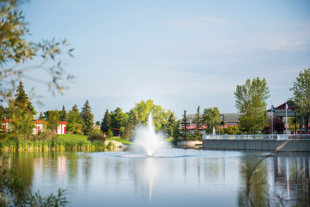 Alexandra Park Pond outside the Leduc Civic Centre
