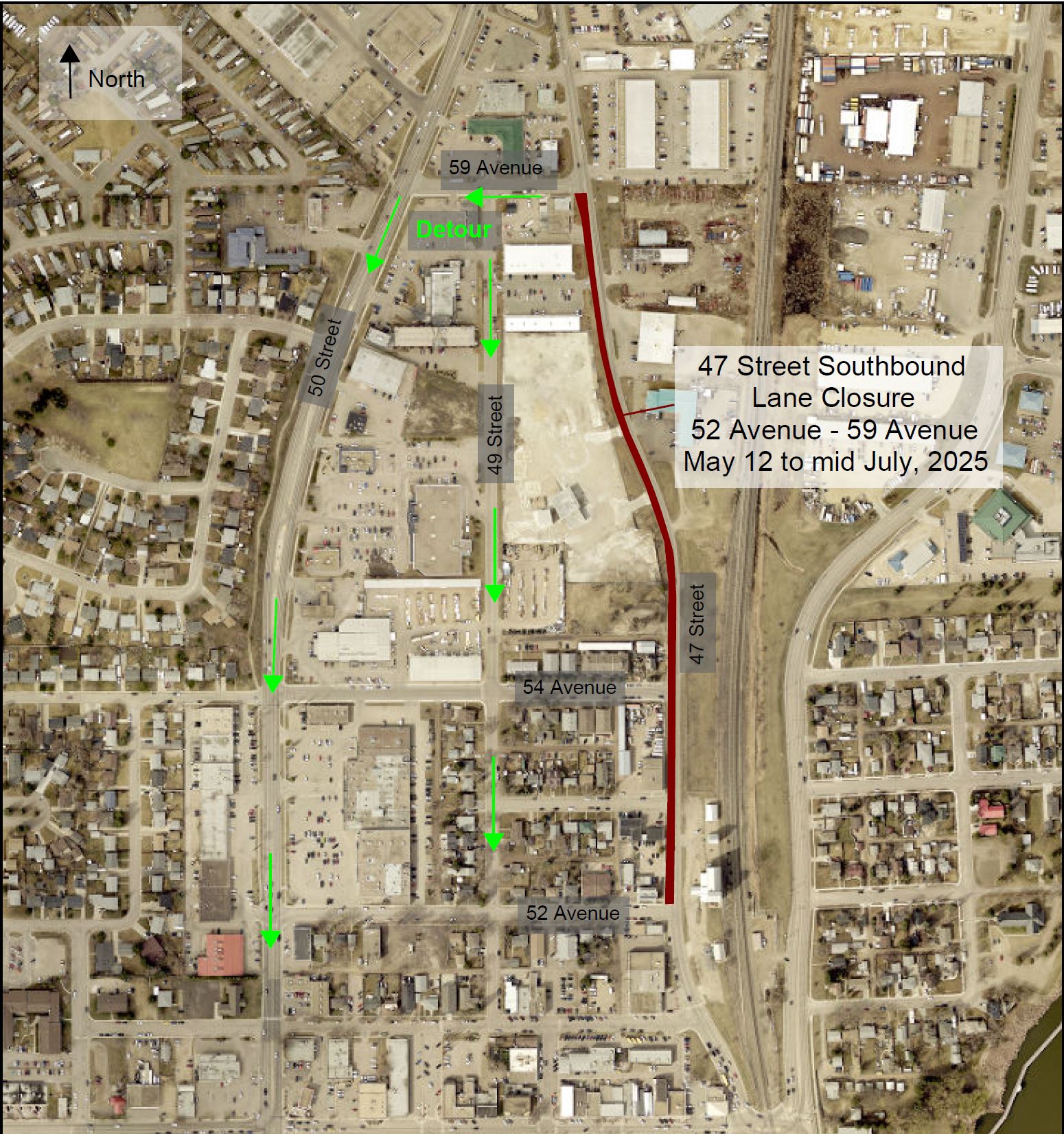 Road closure on 47 street southbound