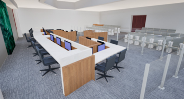 3D rendering of Leduc's council chamber renovations