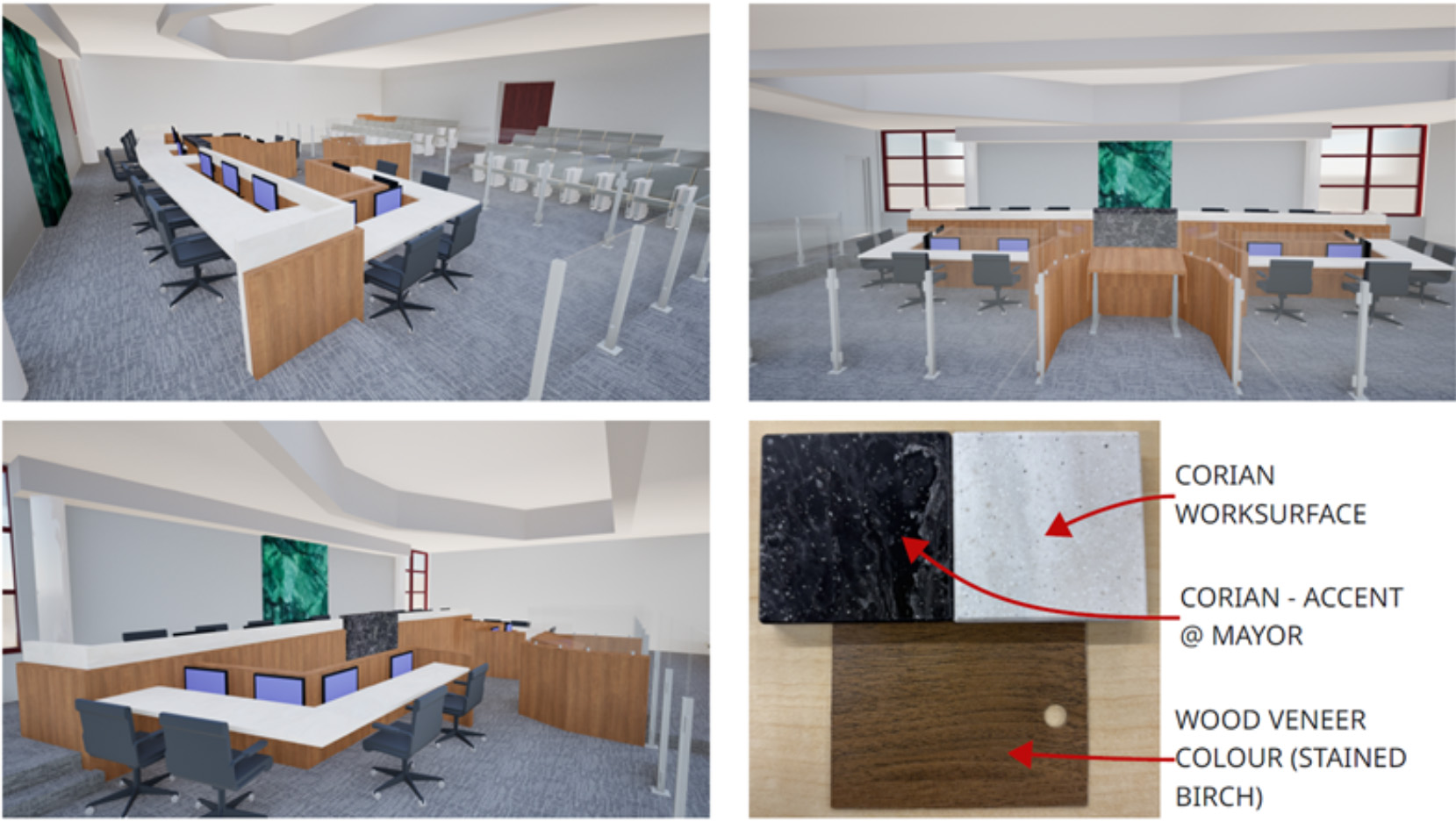 3D renderings of the new renovations in the Council Chamber