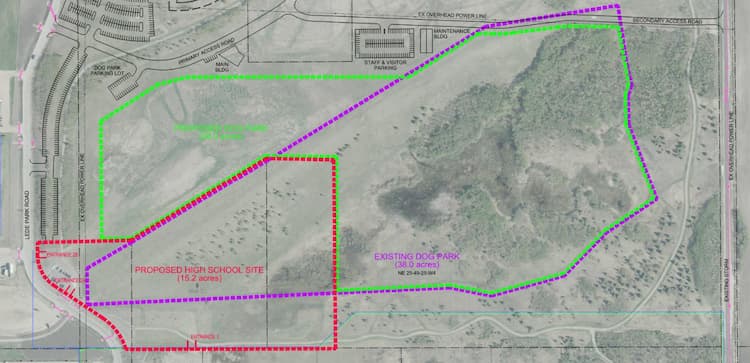 Map of the K9 Off-Leash Dog Park reconfiguration